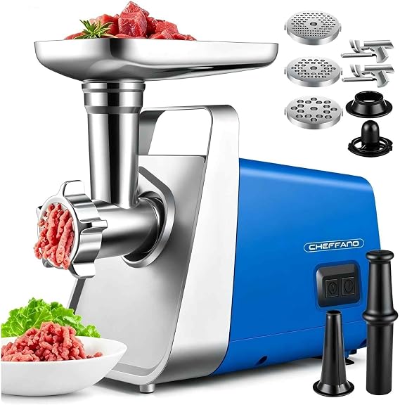 Meat Grinder Electric, 350W[2000W Max] Electric Meat Grinder, Molino De Carne, Meat Mincer with Stainless Steel 2 Blades and 3 Plates, Sausage Staff Maker & Kubbe Kit for Home Kitchen Use