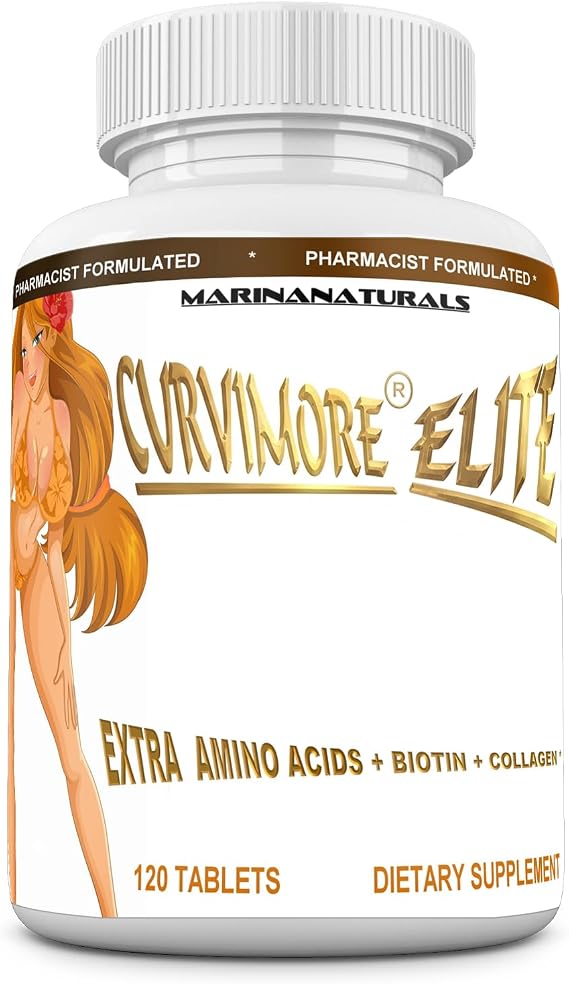 CURVIMORE Elite Our Most Advanced Natural Breast Enlargement, Butt Enhancement, Bust Enhancement Lip Plumping & Skin Tightening Pills Fuller Breasts, Booty & Brazilian Butts. 120-Tablets.