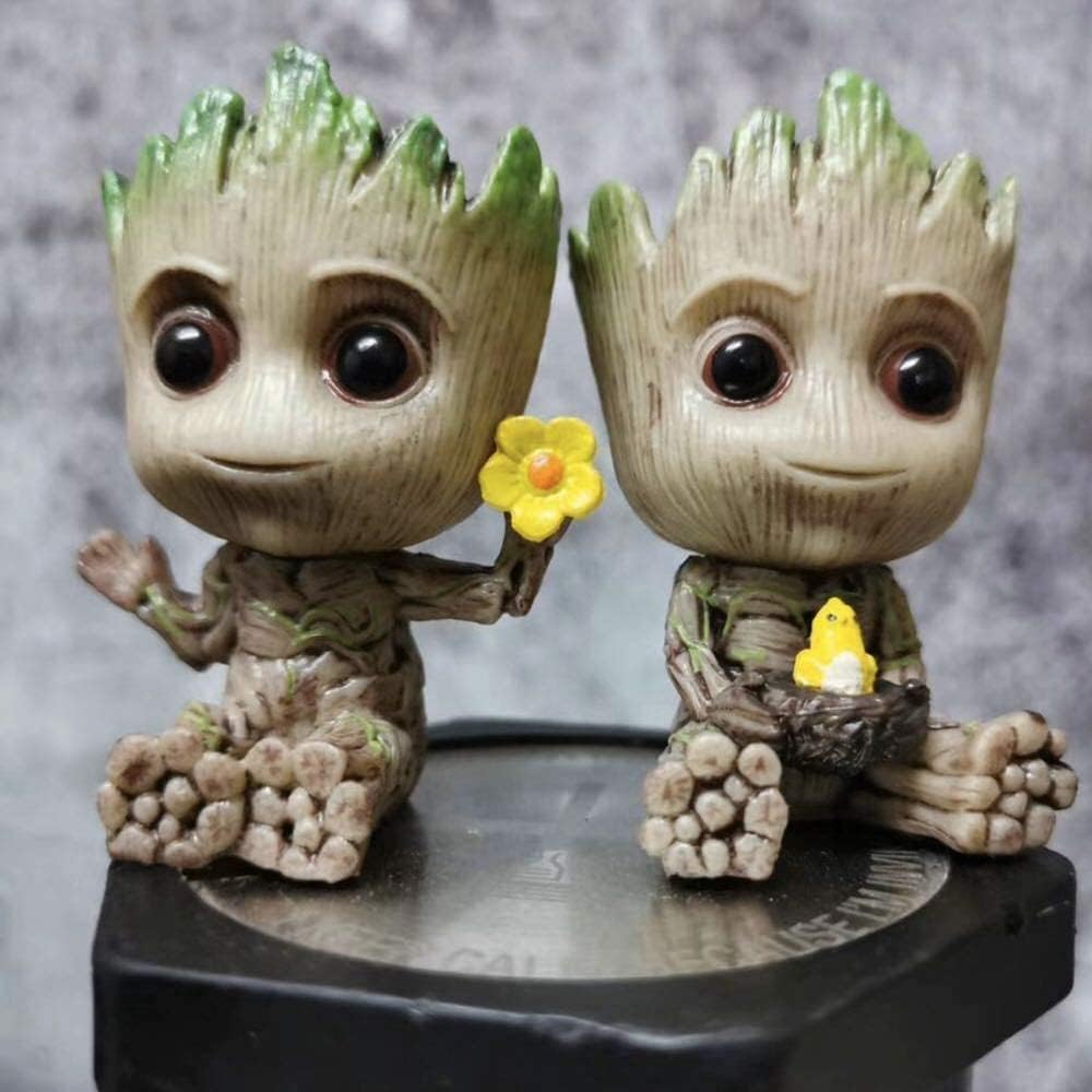 Baby Groot Potted Plant, Pen Holder, Guardians of the Galaxy Groot, Cute Accessories, Decoration, Pen Holder, Tabletop Storage Accessories, Brush Stand, Party Goods, 2.0 inches 5 cm
