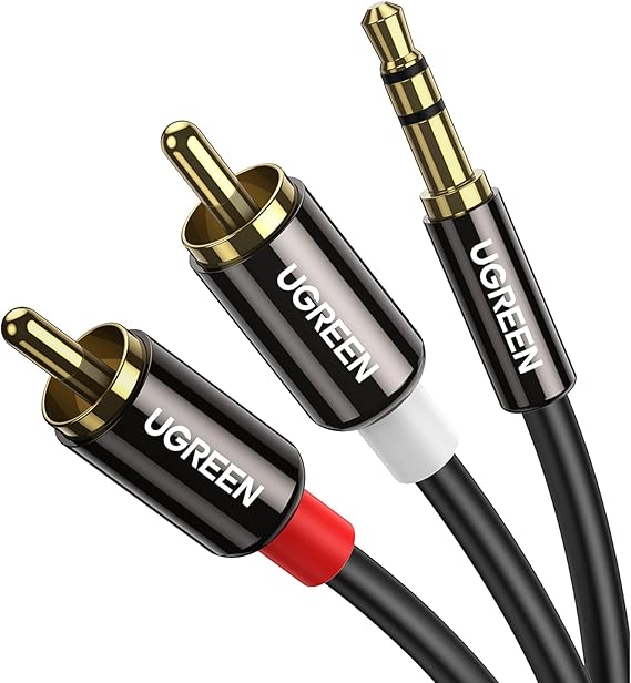 UGREEN 3.5mm to RCA Cable, 6.6FT 2RCA Male to Aux Audio Adapter, HiFi Sound | RCA to Aux Connector for Phone Speaker MP3 Tablet HDTV, Auxiliary 1/8 to RCA Cord Headphone Jack Y Splitter with Metal Shell
