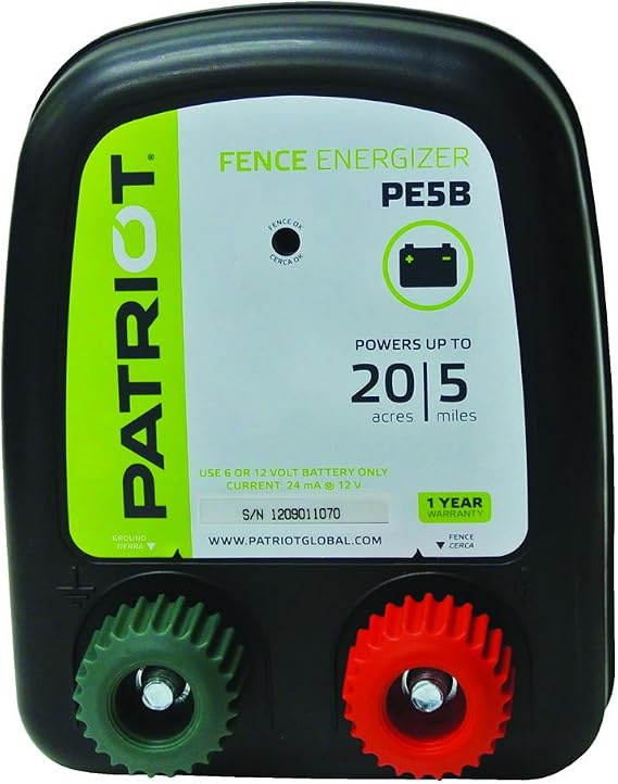 Patriot PB5B Battery Fence Energizer, 0.20 Joule