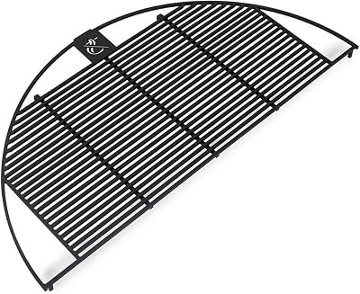 Ash & Ember 42 Half Grill Grate for Ellipse & Hemisphere Fire Pits, Half-Moon Heavy-Duty Steel Cooking Grate with High-Temp Food-Grade Coating for Outdoor Woodburning Pits
