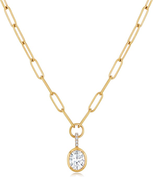 14k Gold Plated Necklaces for Women Trendy Cubic Zirconia Necklaces Dainty Gold Jewelry Fashion Accessories