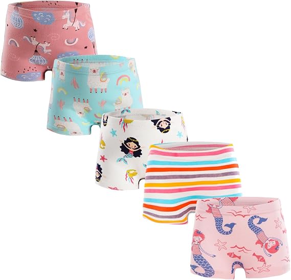 LEMONBABY Little Kids boys Girls Unicorn Assorted Boxer Soft Cotton Panties Boyshorts Briefs (Pack of 5)