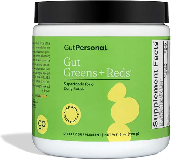 GutPersonal Gut GreensTM + Reds Nourish Your Gut, Increase Good Bacteria, and Enhance Wellbeing for Optimal Stomach Health, 30 Servings