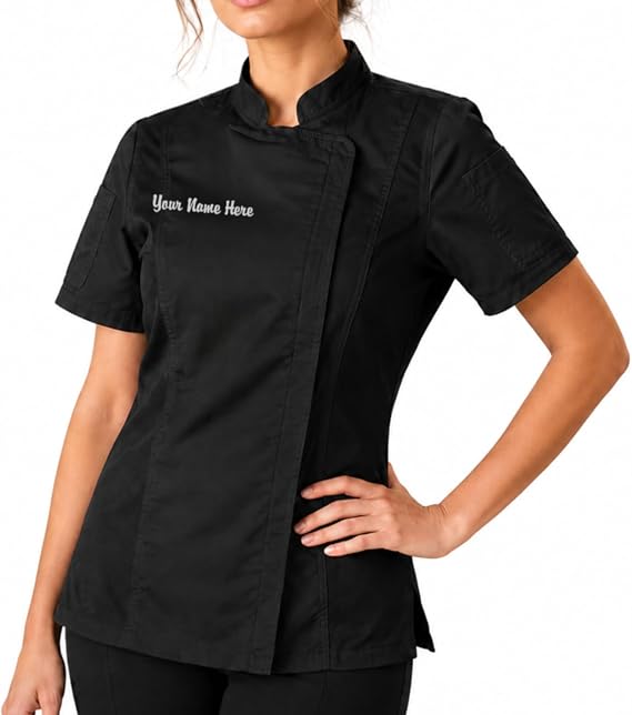 ChefsCloset Personalized Women's Short Sleeve Zipper Chef Coat