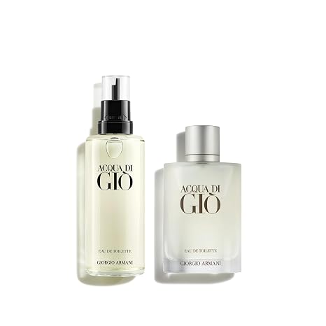 Armani Beauty - Acqua di Gio Eau de Toilette - Refill Bundle - With Bergamot notes, Jasmine, White Musks, Patchouli & Cedarwood 1.6 Fl Oz Cologne & 5 Fl Oz Refill