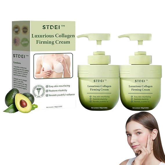 STDEI Luxurious Collagen Firming Cream, Luxurious Collagen Cream, STDEI Collagen Firming Lotion Body Moisturizer Lifts, Firms, Tightens For Younger Looking Skin, For All Skin Types (2 Bottle)