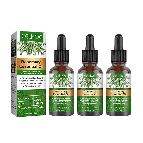 Rosemary Hair Growth Essential Oil,30ml Hair Loss Care Nourishes Scalp Strengthens Hair Regrowth Serum Oil for Men Women Dry Damaged Hair (3Pcs)