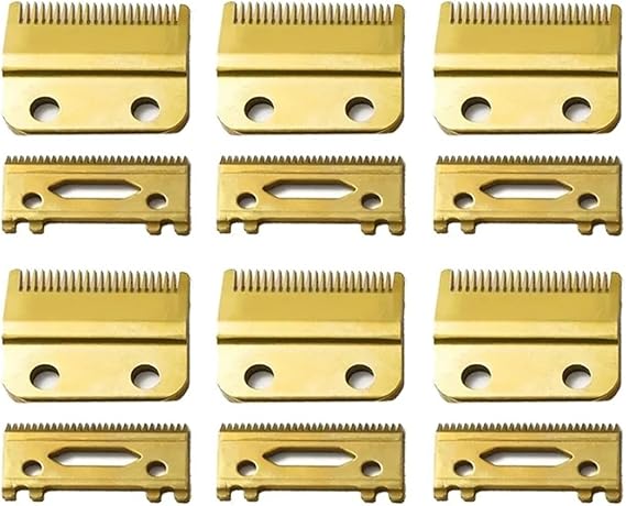 Electric Hair Trimmer Clipper Cutting，Compatible for Kemei，KM-1986，Hair Clipper Blade， Barber Cutter Head，(Gold Blade X6)