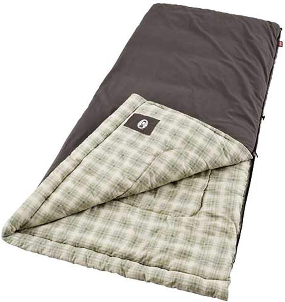 Coleman Heritage Big & Tall 10F Flannel Sleeping Bag, XL Sleeping Bag Fits Adults up to 6ft 7in Tall, Machine Washable, Great for Camping,