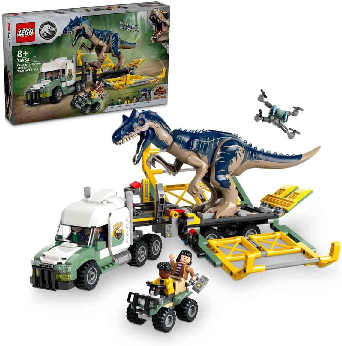 LEGO Jurassic World Dinosaur Quests: Allosaurus Transport Truck 76966 – Creative Toy Making Set for Kids Ages 8 and Over 588 Pieces