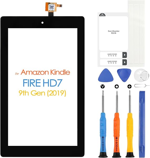 Touch Screen for Amazon Kindle Fire HD7 HD 7 9th Gen 2019 M8S26G 7 inch Digitizer Screen Replacement for Amazon Kindle Fire HD7 9th Touchscreen Front Glass Panel with Repair Tools (not LCD Display)