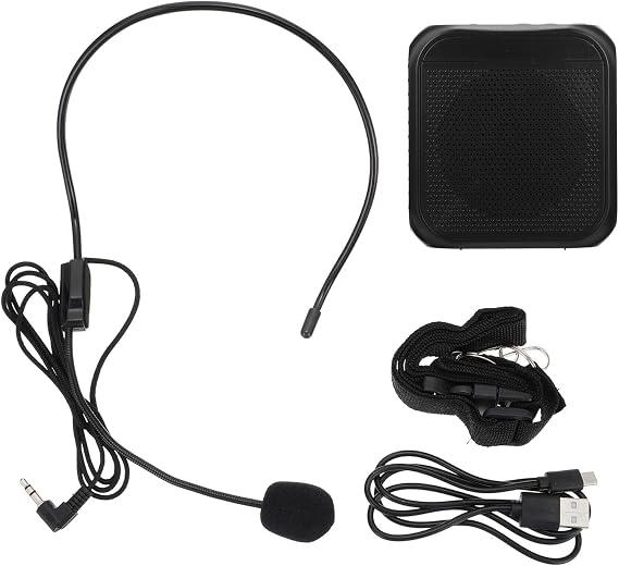BESPORTBLE Portable Wireless Voice Amplifier with Microphone Easy to Carry Black Plastic Amplifier for Many Occasions with Wireless Connection Simple Fashionable Design