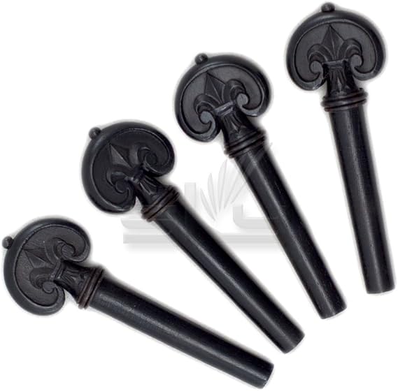 SKY Brand New 4/4 Full Size Carved Ebony Violin Pegs Endpin Black Dot Set