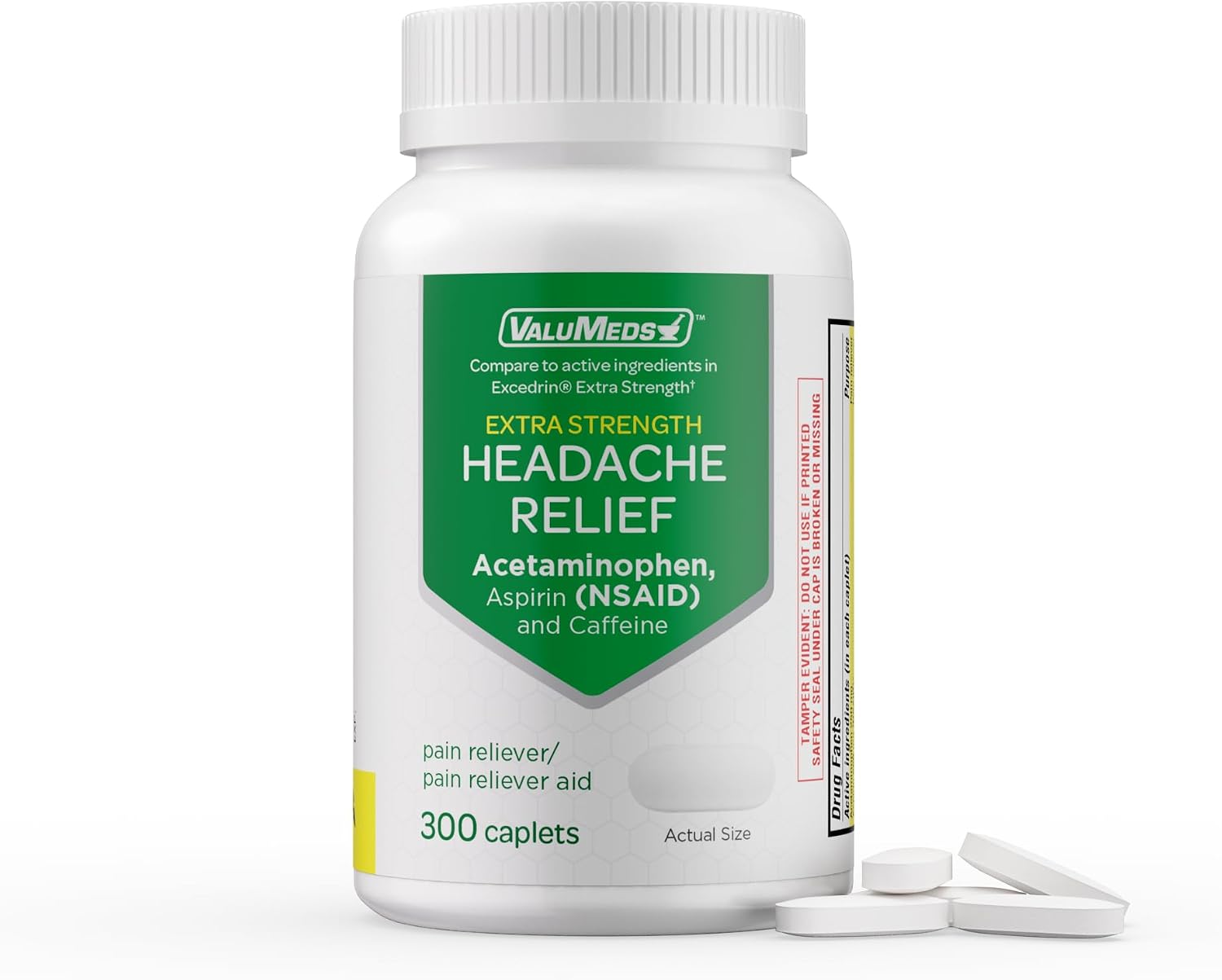 ValuMeds Extra Strength Headache Relief Caplets 300-Count | Nonsteroidal Anti-Inflammatory Pain Reliever | Migraine Relief, Arthritis, Muscles, Joints