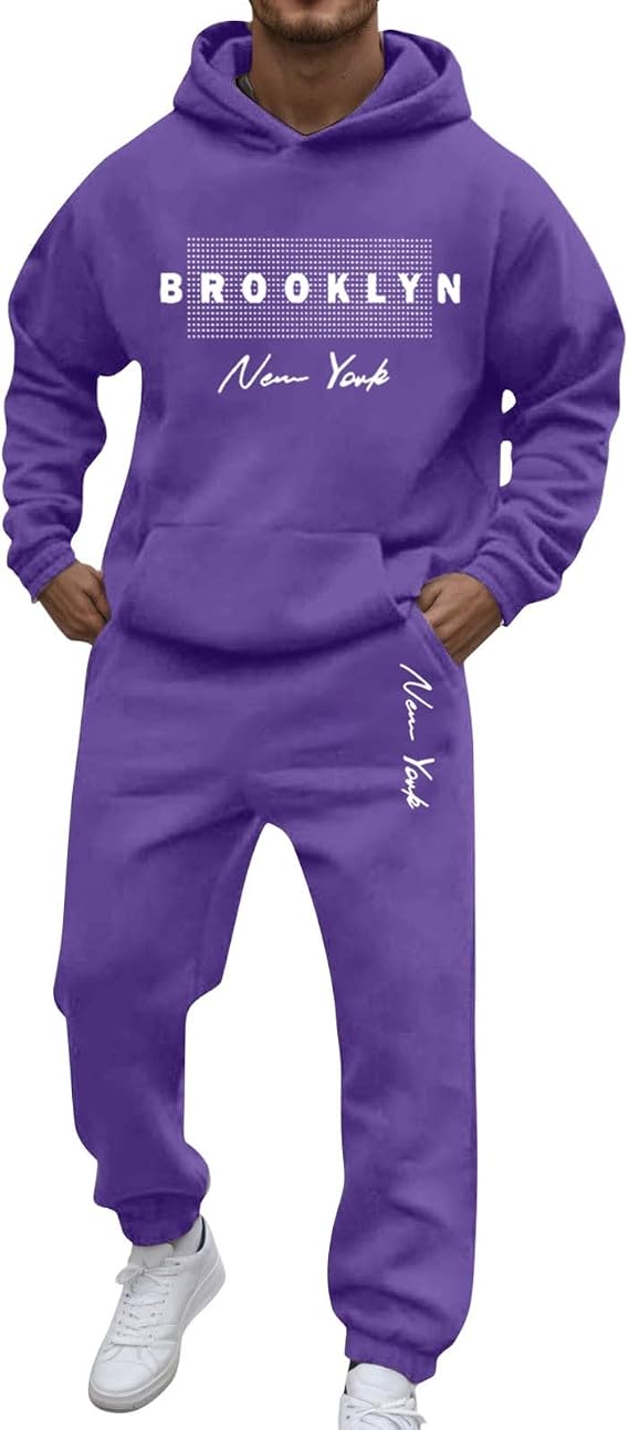 Men's Tracksuits Set Hoodie Jumper Casual Fit Long Sleeve Pullover Tracksuit Letter Printed Hoody Sweatshirt and Joggers Sweatpants Sweatsuit Running Sport Sweat Activewear Loungewear Jogging Suit