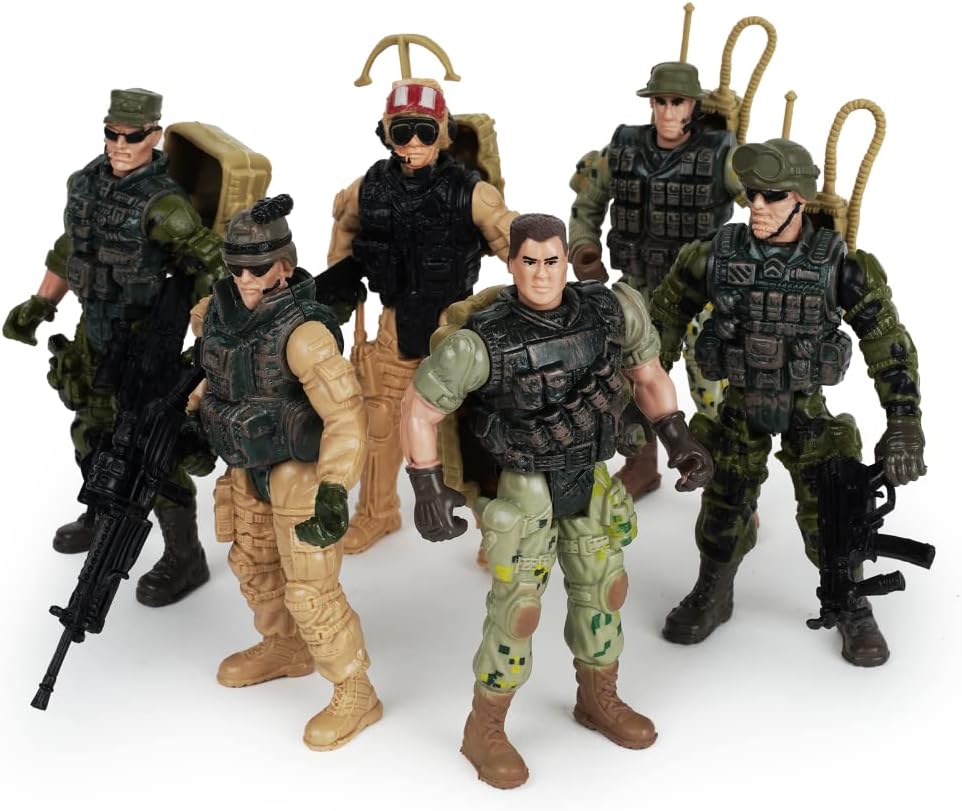Boley 6-Pack Soldier Toy Set - Elite Force Army Men Figurines and Accessories Pretend Play Soldier Toys for Kids - Ages 3 and Up!