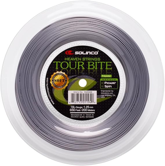 Solinco Tour Bite Soft Tennis String Reel 656 ft / 200 m Softer High-Performance Co-Polyester Monofilament for Power, Spin & Control