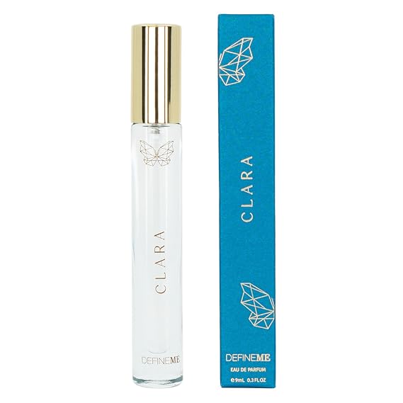 DefineMe Clara Perfume, Travel Size, 0.3 fl oz, Floral and Clean Fragrance with Blue Violet, Lily & Hibiscus Notes, Perfumes for Women