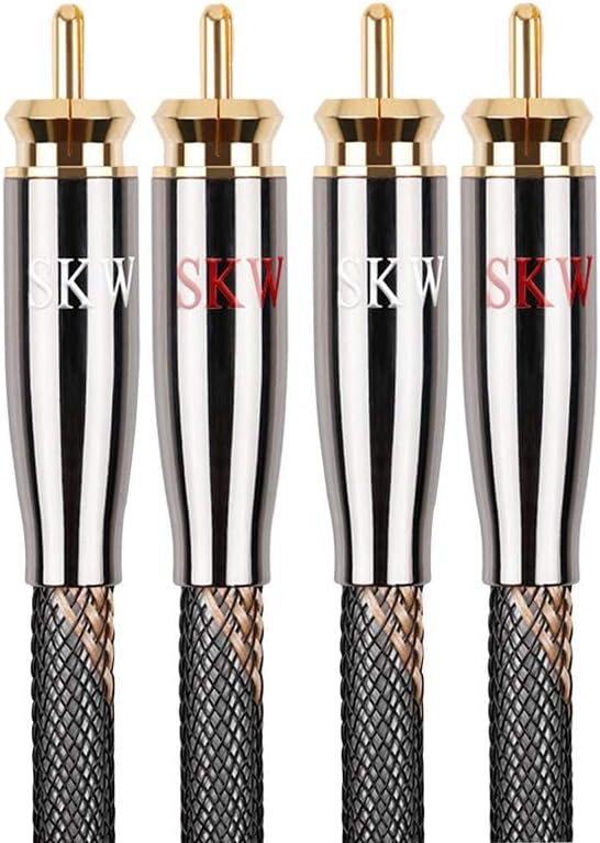 SKW Audiophile Series 1.6ft/0.5m 2RCA to 2RCA Cable, Triple-Shielded Nylon