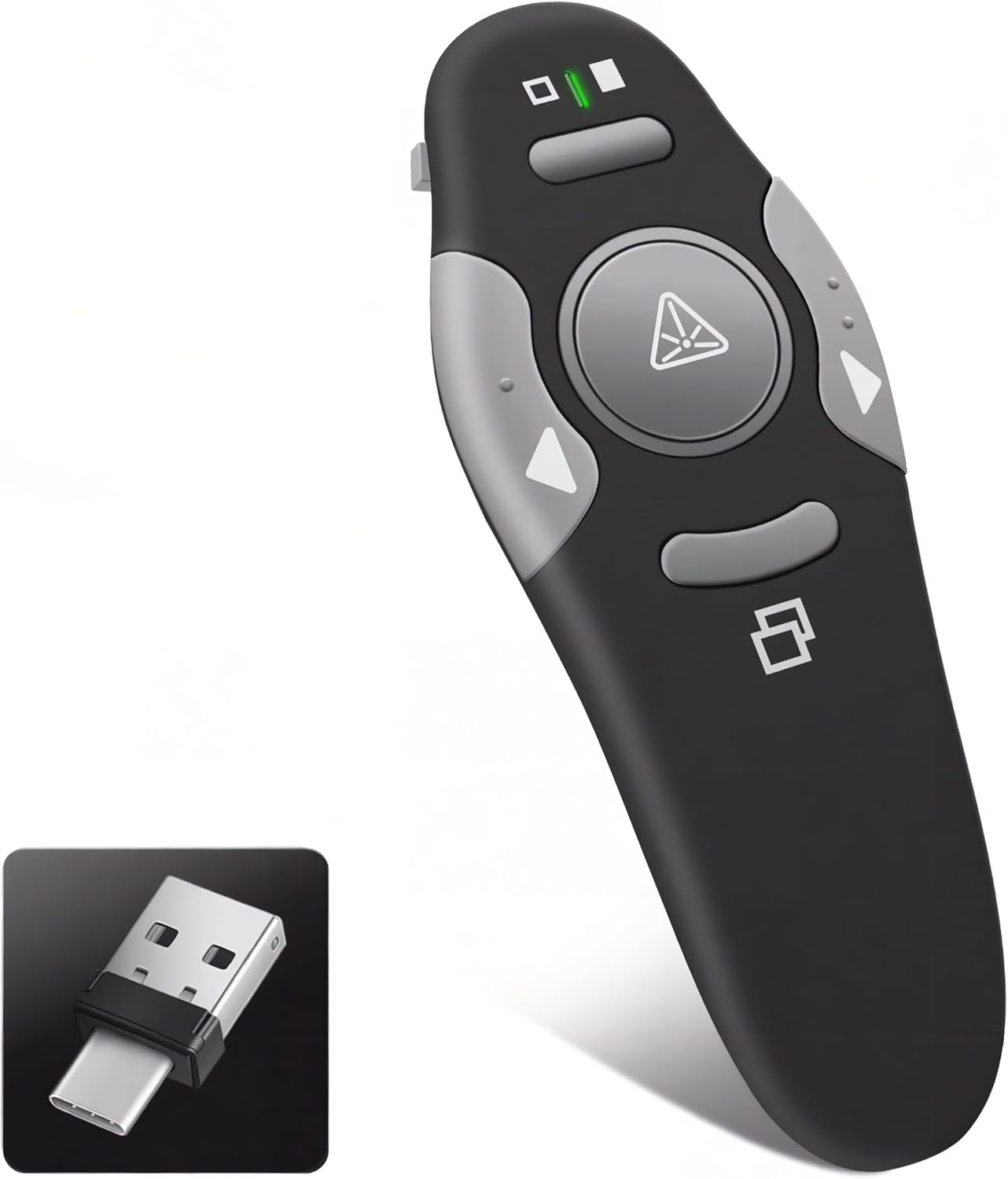 Wireless PresenterPointer für präsentationenpowerpoint Fernbedienungpräsentations Fernbedienung Pointer präsenter 2.4 GHz 2-in-1-USB-&-Type-C-Empfänger(K100)