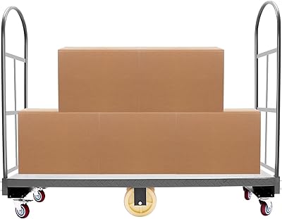 U-boat Steel Cart 2000LBS Load Capacity Heavy Duty Narrow Aisle U-Boat Cart with 6 Swivel Wheels & Removable Handles Platform Steel Truck Dolly for Warehouse, Storage Room64.6x 15.7x51.2
