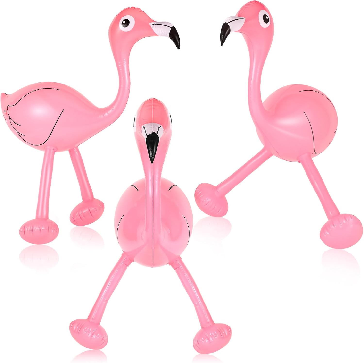 3 Pcs Inflatable Pink Flamingo Luau Party Accessories for Hawaiian Tropical Summer Swimming Party Decoration