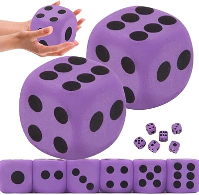 Large Foam Dice, Foams Dice Oversized Dice, Giant Eva Foam Playing Dice,Giant Foam Dice Coloured, Large Foam Dice, Building Blocks for Board Game Nights Learning SessionsColor:2pcs