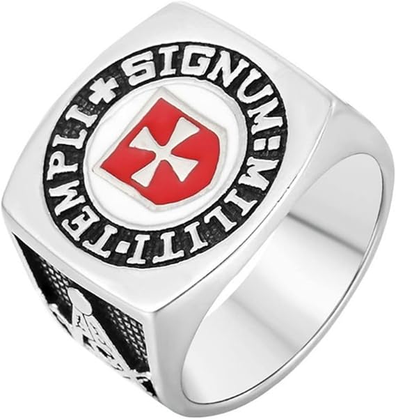 Men's Knights Templar Stainless Steel Ring Double Eagle Cross Masonic Rings Freemasonry Jewelry Gift