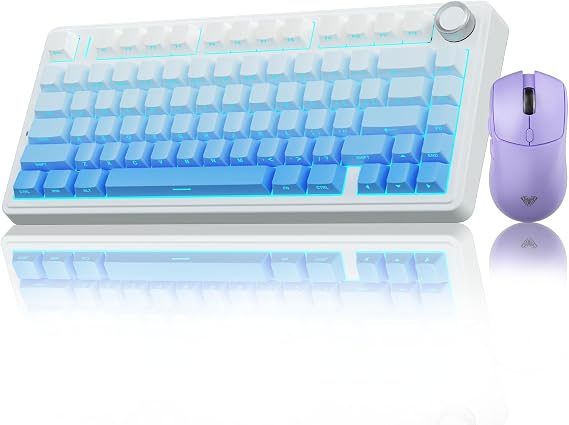 AULA Wireless Keyboard and Mouse Combo, F75 Pro Mechanical Keyboards,75% Gasket Hot Swappable Custom Keyboard+SC580X Wireless Gaming Mouse Light Purple
