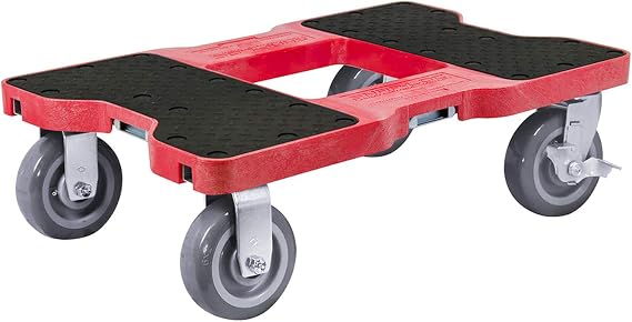 SNAP-LOC 1800 LB Super-Duty Dolly RED (USA!) with Steel Frame, 6 inch Casters and Optional E-Strap Attachment