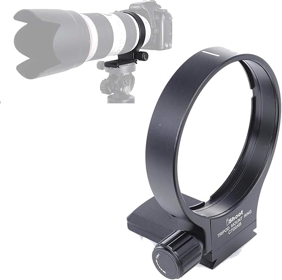 Tripod Mount Ring, iShoot 78mm Lens Collar Support for Canon EF 70-200mm f/2.8L is/II/III USM, 100-400mm f/4.5-5.6L is USM and 300mm f/4L is USM Lens, Built-in Arca-Swiss Type Quick Release Plate
