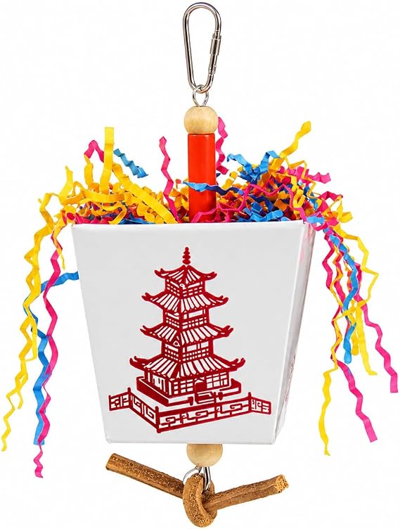 Bonka Bird Toys 3875 Take Out Small Medium Bird Toy Oyster Pail Treat Box Foraging Paper Chew Shred Cockatiel Parakeet Conures and Other Similar Birds