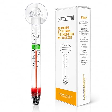 Generise Precision Glass Aquarium and Fish Tank Thermometer - Accurate Temperature Monitoring in Celsius and Fahrenheit with Suction Fixing