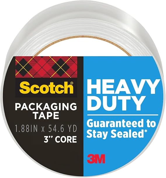 Scotch Heavy Duty Shipping and Moving Packing Tape, Clear, Packing and Moving Supplies, 1.88 in. x 54.6 yd., 1 Tape Roll