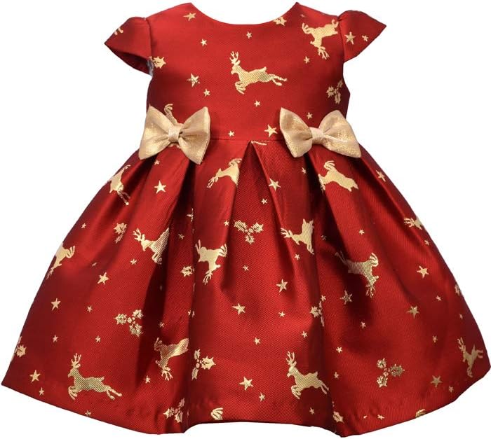 Bonnie Baby Holiday Dresses Girls Christmas Dress (Red Reindeer, 2T)