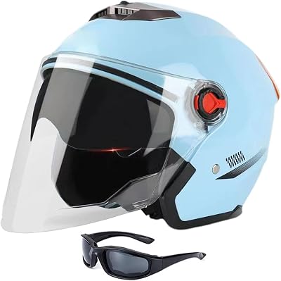 Light Breathable Electric Motorcycle Half Helmet DOTECE Approved Vintage Open Face Moped Helmet with Sun Visor Unisex Jet Helmet for Scooter Motorcycle Sport
