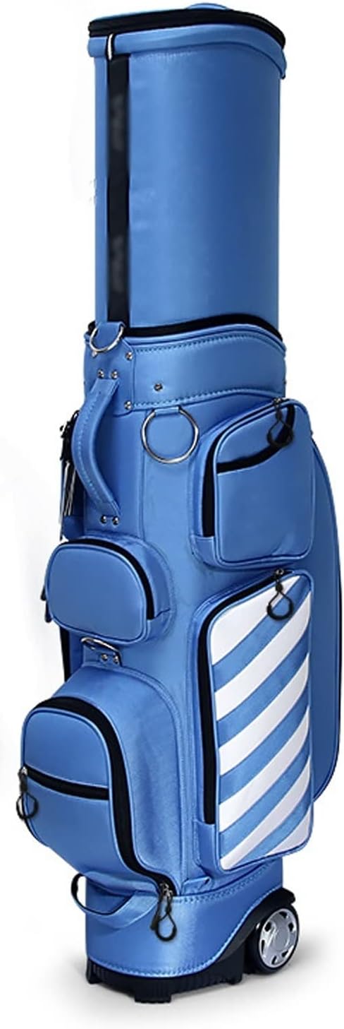 Golf Bag, Lightweight Golf Bag with Wheels & Dust Cover, Waterproof Nylon Fabric, 6-Way Divider, Convenient & Accessible
