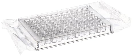 Globe Scientific 120338 Polystyrene Microtest Plate, 96-Well, Flat Bottom, Sterile, Individually Wrapped (Pack of 50)
