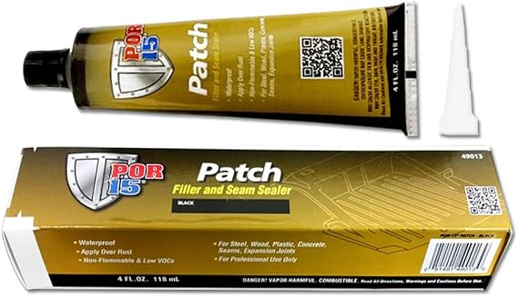 POR-15 Patch - Black 4 oz - Filler & Seam Sealer | Ultimate Filler Adhesive | Patches Holes, Cracks in Steel, Wood, and Some Plastics | Strengthen Weakened Metal