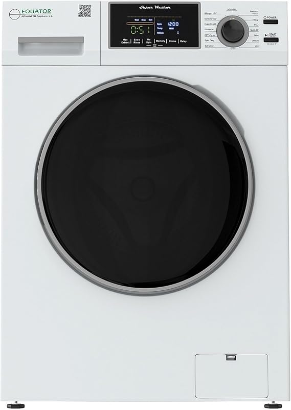 Equator Front Load Washer 1.9 Cu.Ft, Sanitize Wash, Allergen Cycle, 1400 RPM, 110V, Quiet, Energy Efficient Apartment Washer with PET Cycle