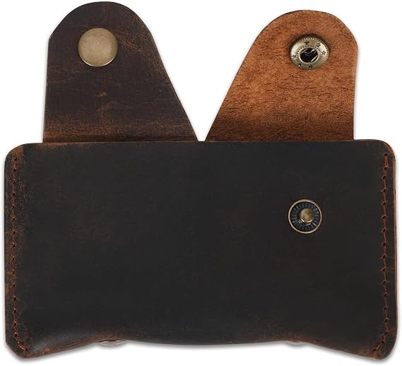 Slim RFID Blocking Leather Card Holder Wallet, Brown | Handmade Minimalist Leather Card Case With RFID Blocking, Compact Front Pocket Design For Credit Cards, Men And Women