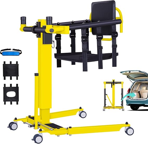 Upgrade Electric Patient Lift Transfer Chair, Portable Foldable Transfer Lift Chair, Height Adjustable Patient Lift for Home Use, Transfer Chair for Seniors and Disabled