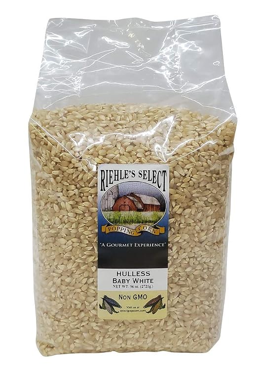 Riehles Select Popping Corn - Hulless Baby White Whole Grain Popcorn - 6lb 96oz