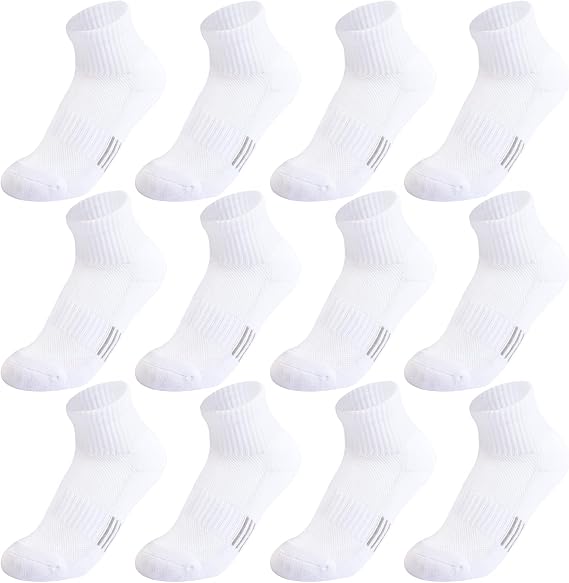 Kids Ankle Athletic Socks Cotton Cushioned Quarter Socks for Youth