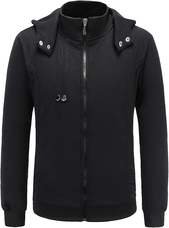 Adult Men Cosplay Costume Black Hoodie Long Sleeves Jacket