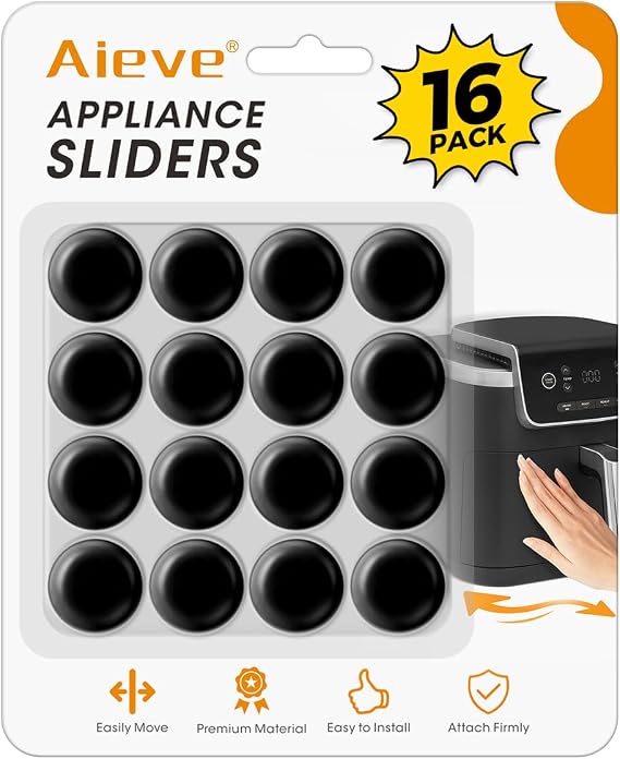 Aieve Black Appliance Slider, 16 Pcs Self Adhesive Appliance Rollers | 360 Easy Moving Small Appliances Slider, Kitchen Essentials Coffee Bar Accessories Home Find Kitchen Must Haves Gadgets