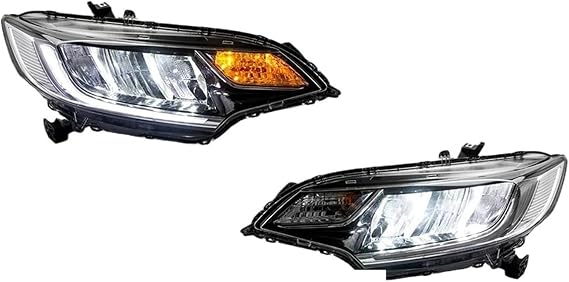 Pair Of Head Lamps Compatible With Honda Fit Jazz GK5 2014-2020 LED Car Headlight Assembly DRL Dynamic Tuning Light Plug And Play Headlights(Left-hand Driving)