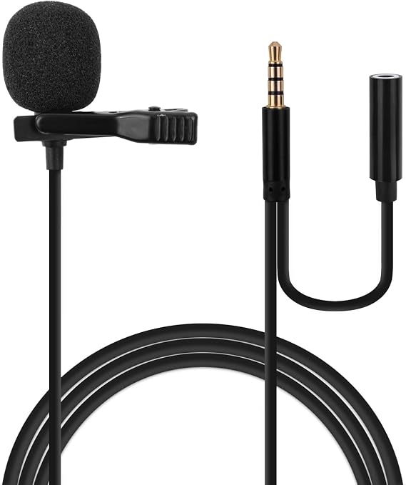 Omnidirectional Mini Wired Clip-on Microphone Cable Lavalier Lapel Microphone with 3.5mm TRRS Audio Cord for Recording, Interview, Teaching, Vlog